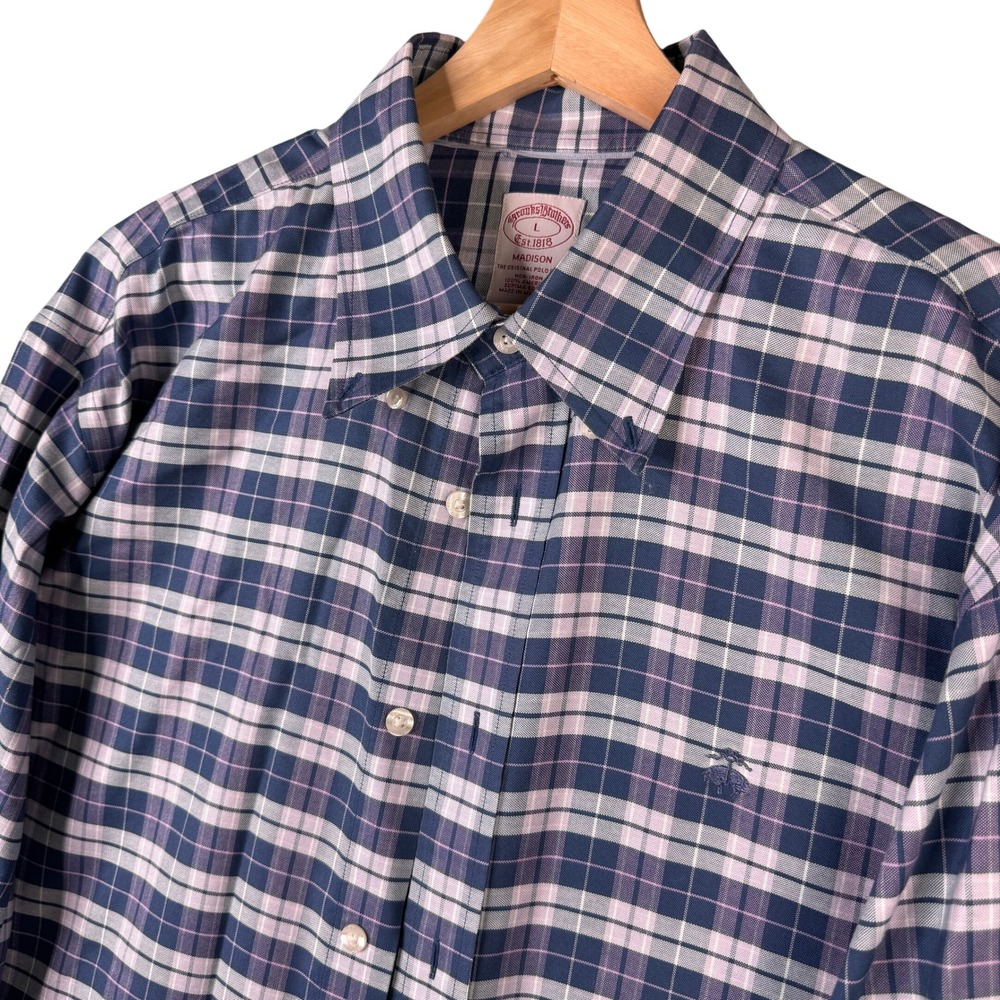Brooks Brothers Madison Non-Iron Supima Cotton Plaid Button Down Shirt Large